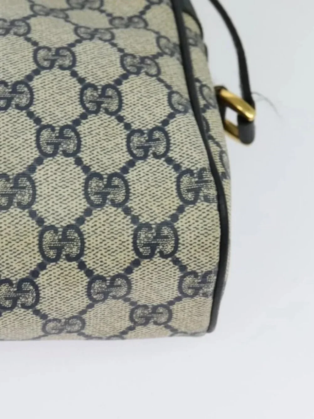 GUCCI GG Supreme Sherry Line Shoulder Bag PVC Navy Gold - Picture 10 of 16